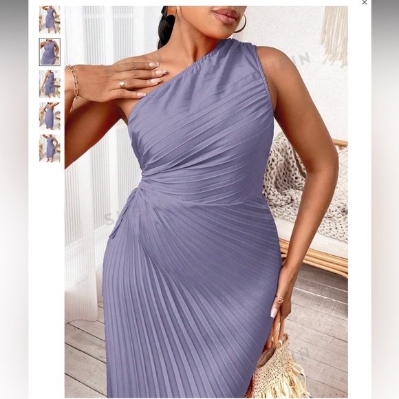 NWT! Lavender one shoulder pleated cut out dress - Picture 4 of 4